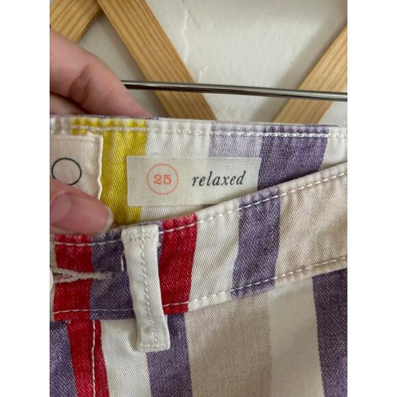 Anthropologie Chino Shorts Women's 25 Relaxed Multi Color Stripes Pockets - Picture 6 of 9